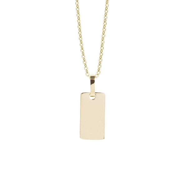 Gold pendant necklace rectangular plate Pendentif or avec plaque rectangulaire 