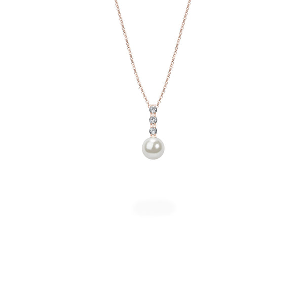 rose gold pearl and stones pendant necklace