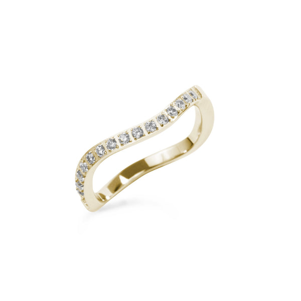 gold stainless steel thin ring wave stones T119R002DO MIA JEWELLERY