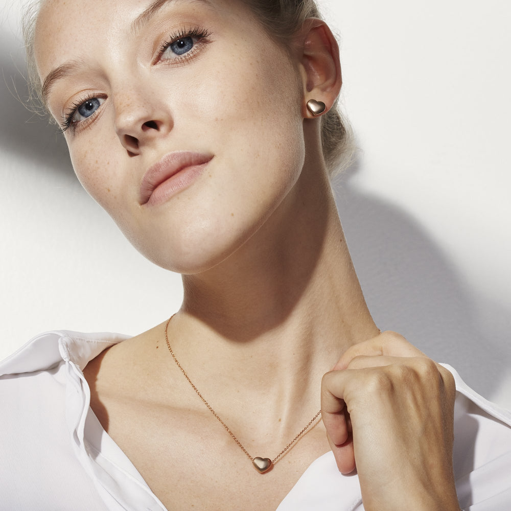 rose gold heart stud earrings for women