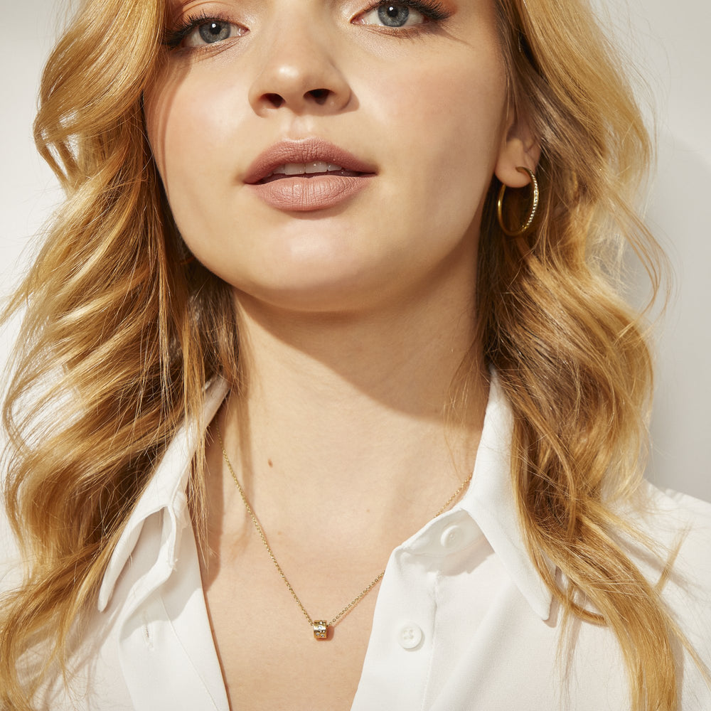 stainless steel rose gold delicate pendant necklace stones