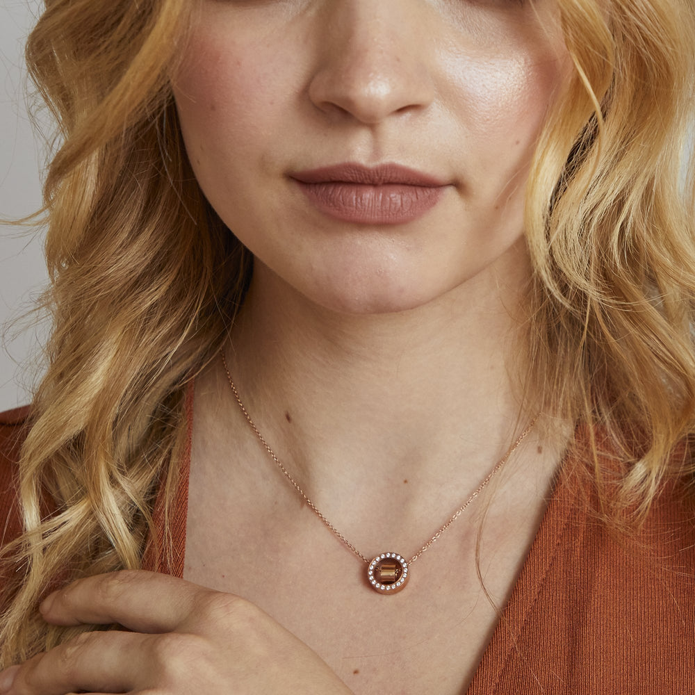 stainless steel gold circle hoop stones pendant T418P002DO MIA
