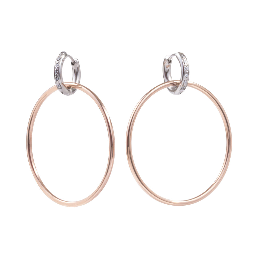 stainless steel 2in1 hoop earrings hypoallergenic rosegold T119E001ARRO MIA JEWELRY