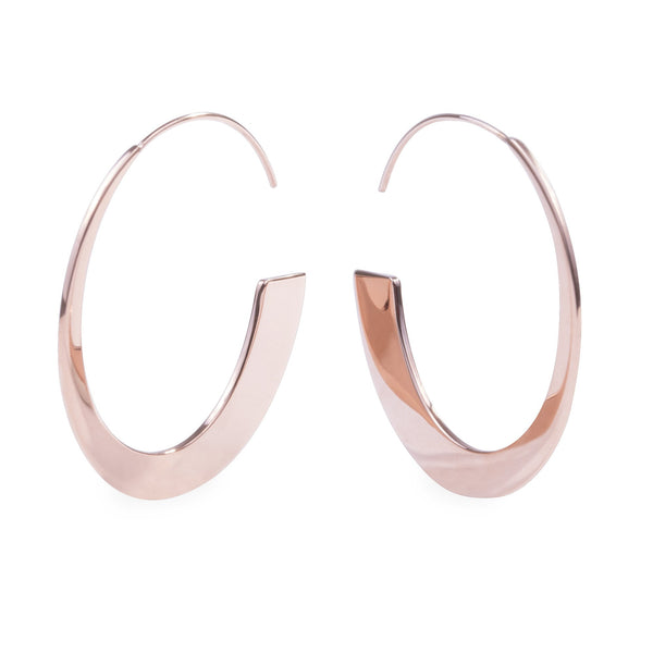 Rose gold retro modern hoop earrings hypoallergenic T119E002DORO MIA JEWELRY