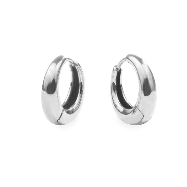 Small silver puffy hoop earrings hypoallergenic T119E003AR MIA JEWELRY