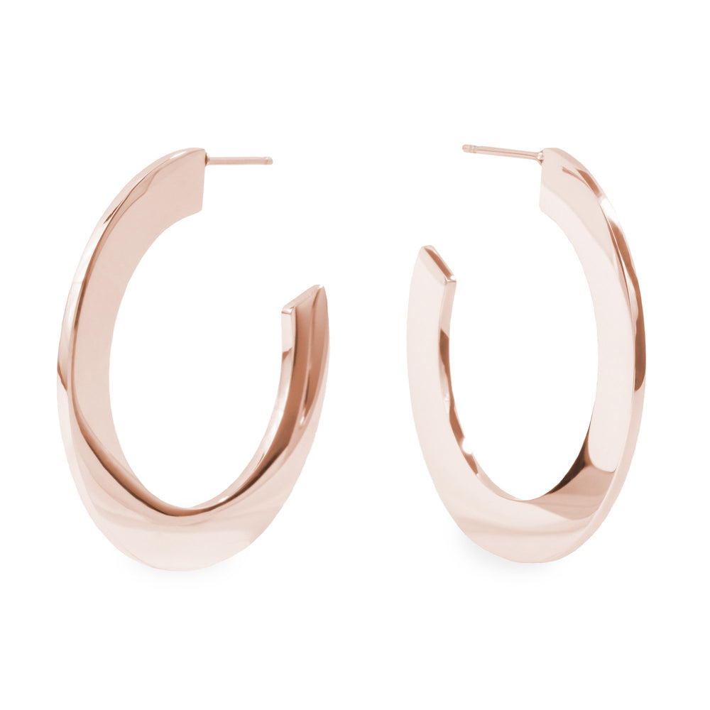 Rose gold minimal bold hoop earrings hypoallergenic T119E006DORO MIA JEWELRY
