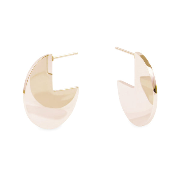 gold modern disk earrings hypoallergenic T119E007DO MIAJWL