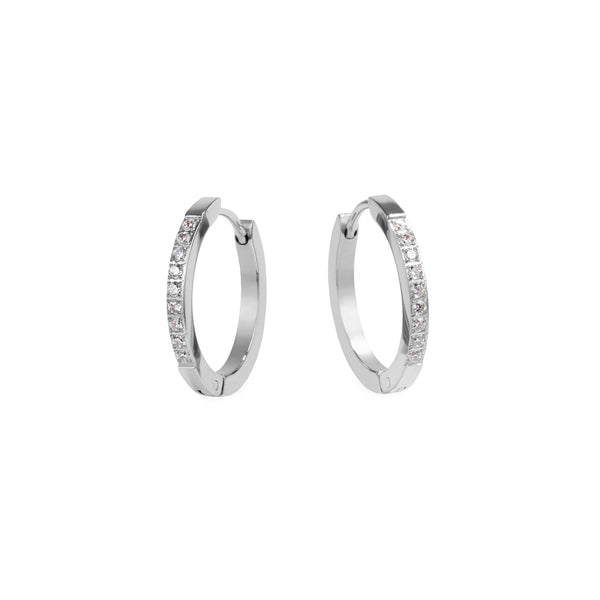 women stainless steel huggie earrings stones mia jewelry boucles oreilles anneaux pierres acier inoxydable T120E010AR
