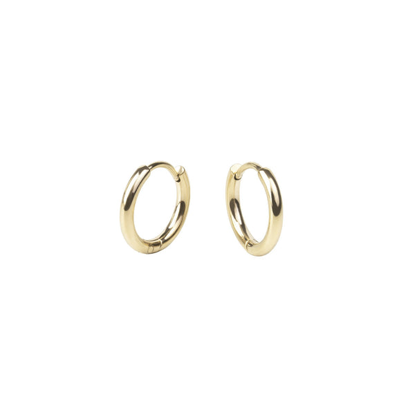 Stainless Steel Stacks Gold Plain Hoop Huggie Earrings T121E012DO