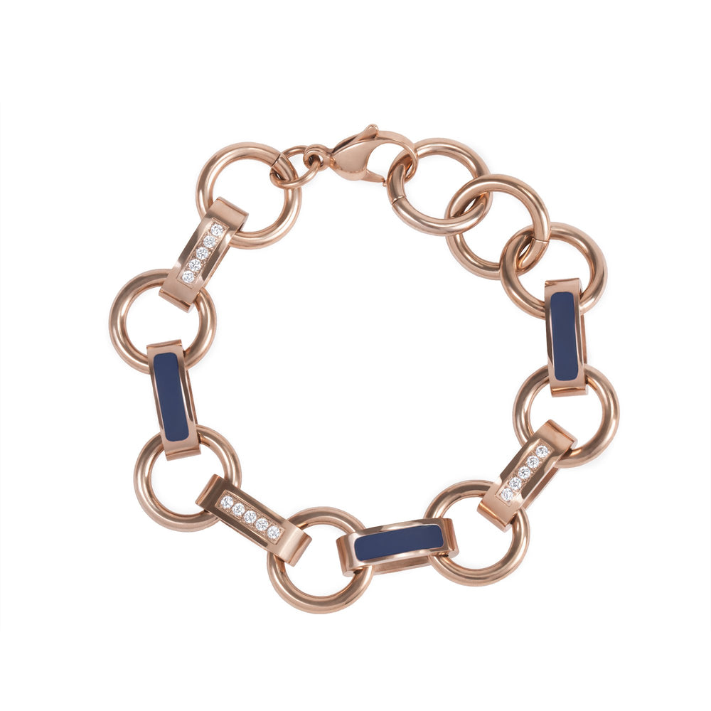 rose gold navy bracelet with stones