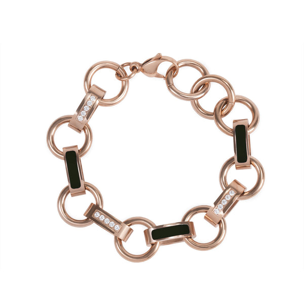 chunky links bracelet rose gold black