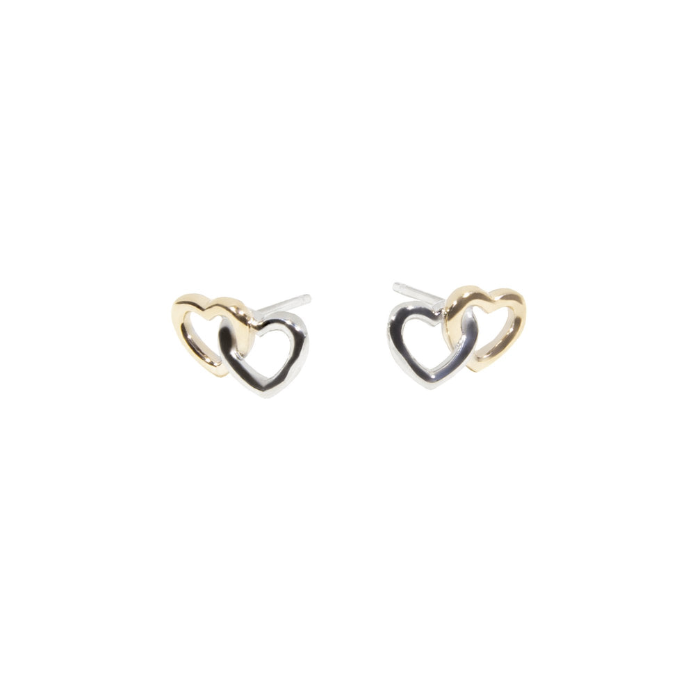 Gold double heart stainless steel earrings boucles d'oreilles double coeur or acier inoxydable MIA