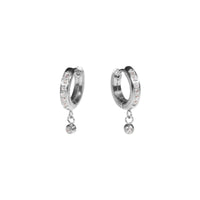 Stainless steel half eternity huggie earrings with pendant boucles d'oreilles dormeuses demi éternité avec pendentif acier inoxydable MIA T220E005