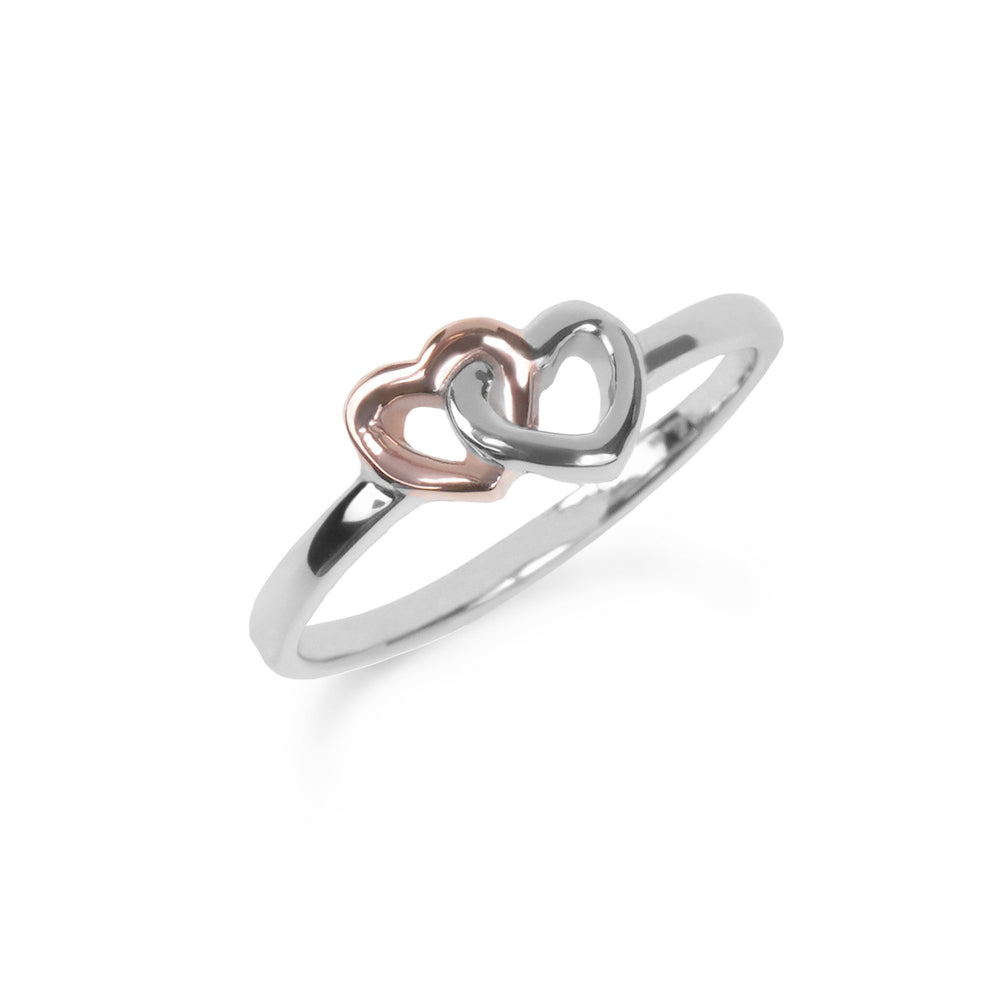 Rose gold double heart stainless steel ring bague double coeur or rose acier inoxydable MIA