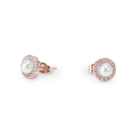 rose gold pearl stones stud earrings hypoallergenic T314E012DORO MIAJWL