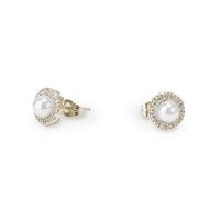 gold pearl stones stud earrings hypoallergenic T314E012DO MIAJWL