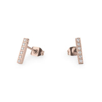 rosegold bar stud earrings stainless with stones - mia