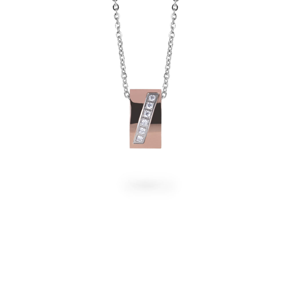 rose gold rectangle pendant necklace stones T318P001ARRO MIAJWL