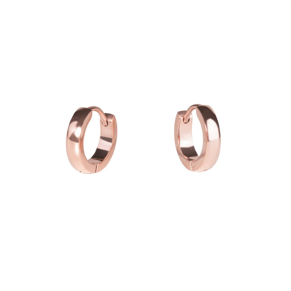 Huggie plain Rosegold earrings Boucles d'oreilles dormeuses or rose Unies Mia Bijoux