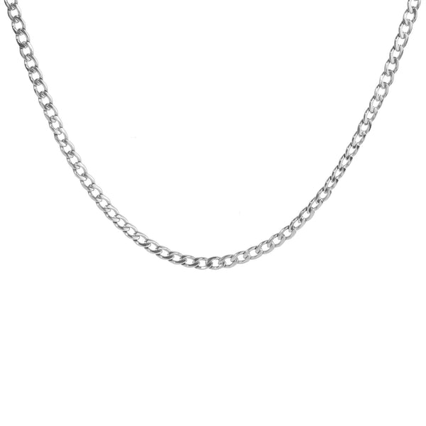 Silver curb necklace stainless steel collier gourmette argent acier inoxydable MIA bijoux