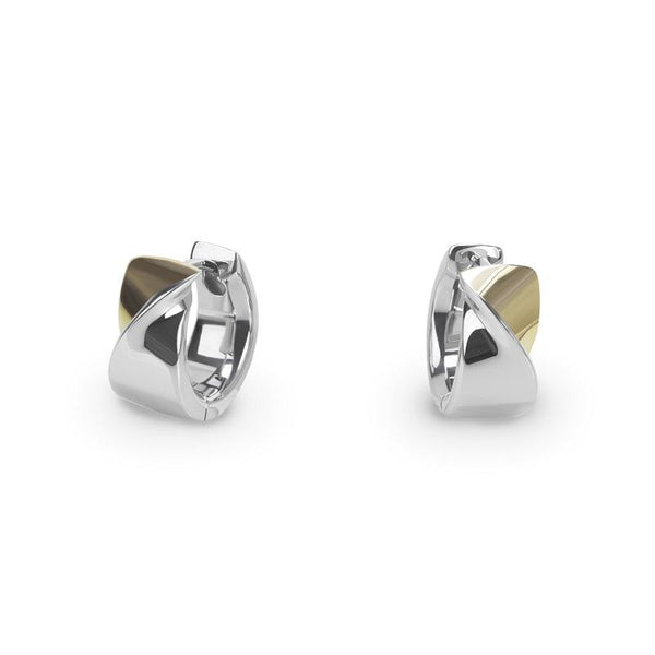 gold silver modern twisted huggie earrings T 416E003ARDO MIAJWL