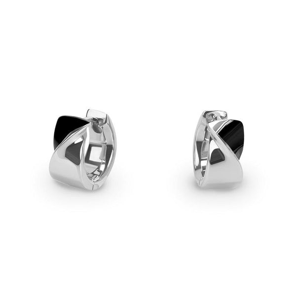 black silver modern twisted huggie earrings T 416E003ARNO MIAJWL