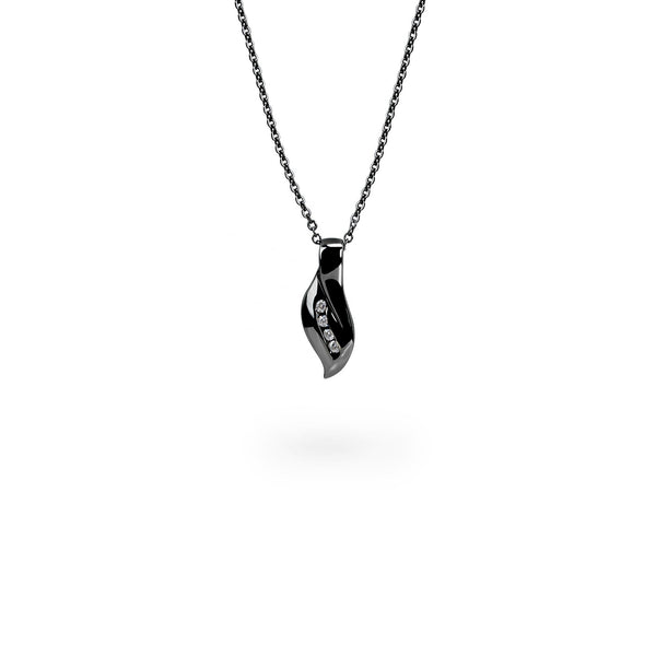 black twisted pendant necklace stones stainless steel T416P003NO MIAJWL