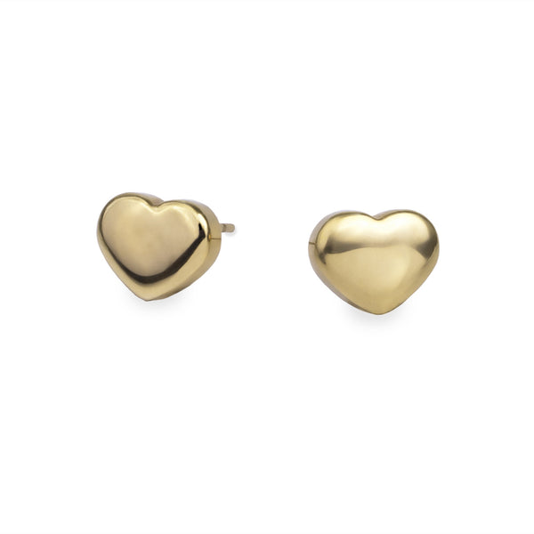 gold heart stud earrings for women