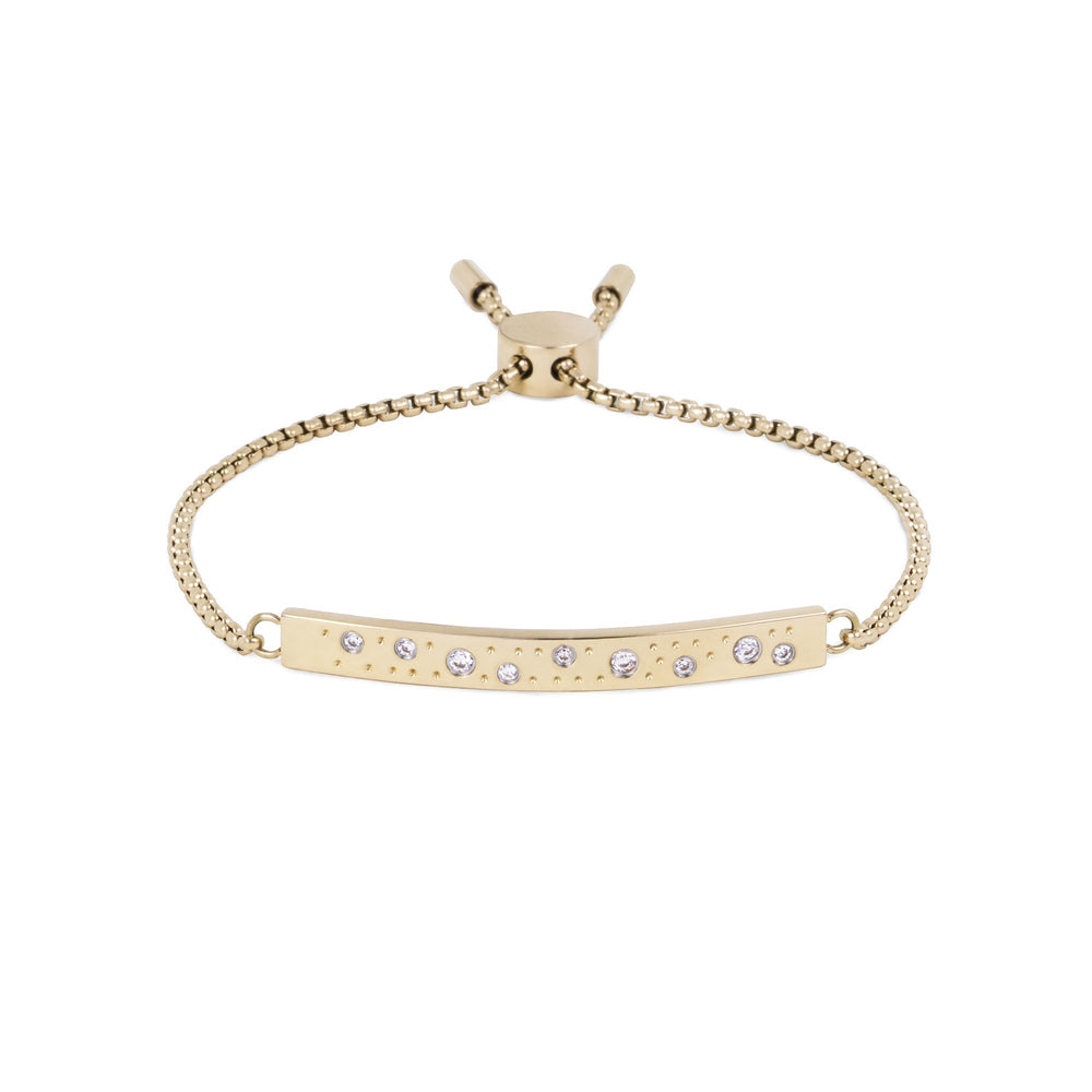 stainless steel gold adjustable bracelet stones plate