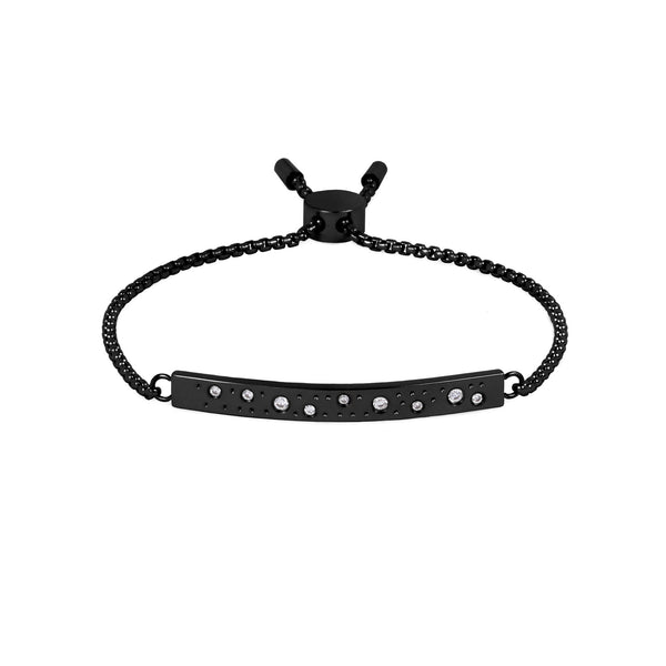 stainless steel black adjustable bracelet stones plate
