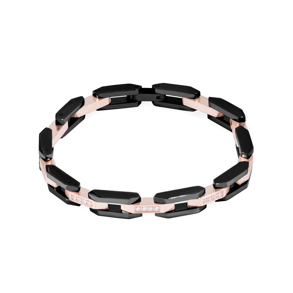 Black and rose gold bracelet for women with stones- T418B003DONO
