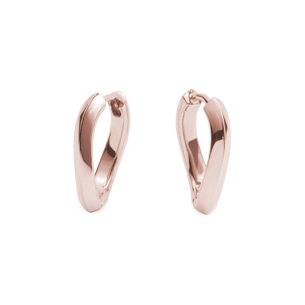 minimal twist rose gold stainless steel huggie earrings