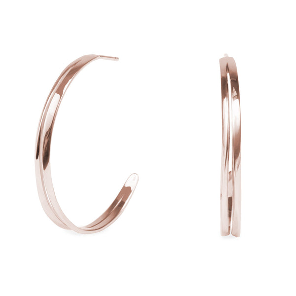 Large thin modern hoop earrings rose gold stainless steel