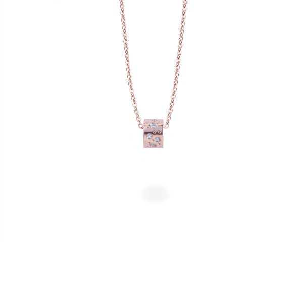 stainless steel rose gold delicate pendant necklace stones