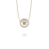 stainless steel gold circle hoop stones pendant T418P002DO MIA
