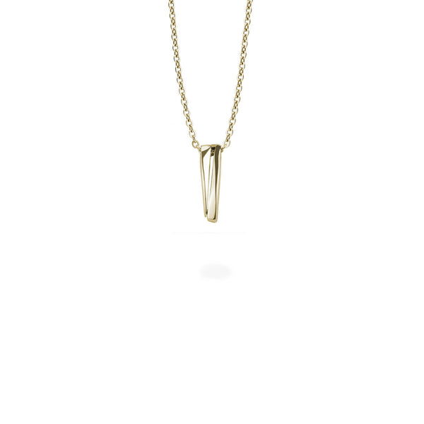 minimal edgy gold pendant stainless steel women