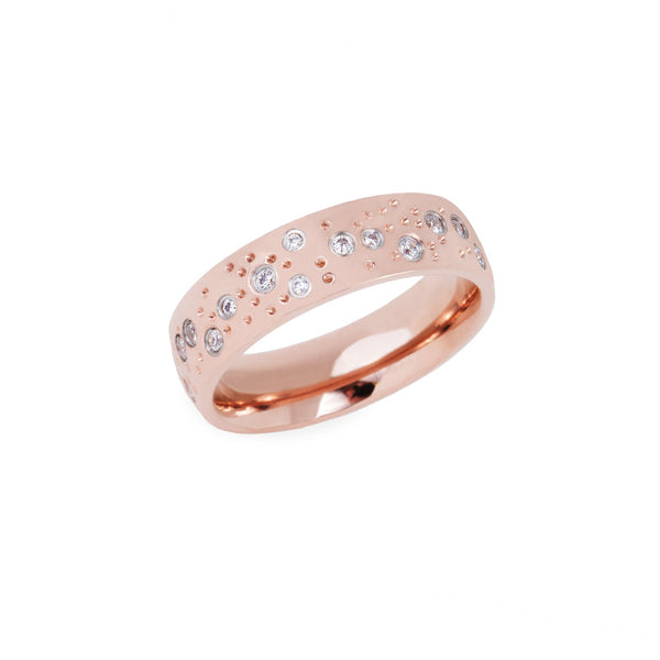 rose gold stainless steel ring stones constellation 