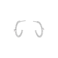 small beads hoop earrings stone stainless steel MIA petites boucles d'oreilles anneau billes pierre acier inoxydable T419E004