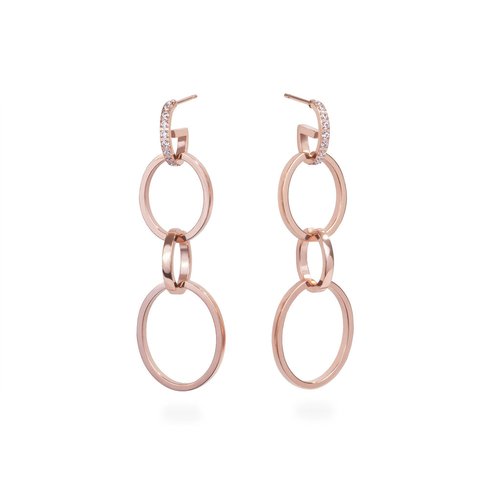 4-in-1 rose gold convertible hoop earrings stainless steel boucles d'oreilles anneaux acier inoxydable MIA T419E005DORO
