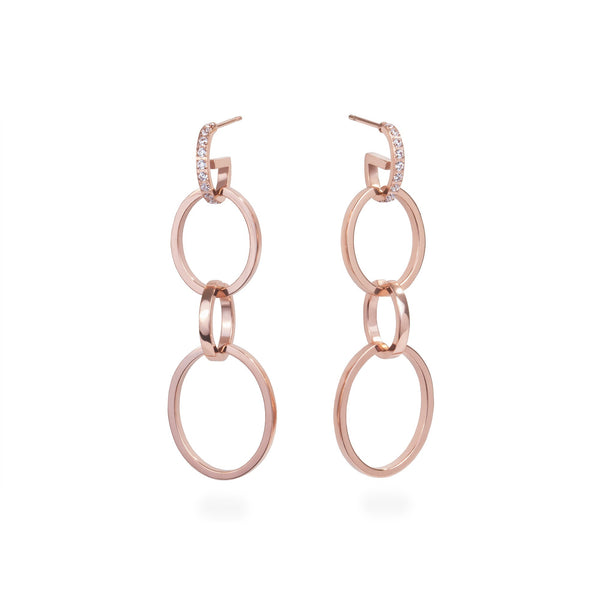4-in-1 rose gold convertible hoop earrings stainless steel boucles d'oreilles anneaux acier inoxydable MIA T419E005DORO