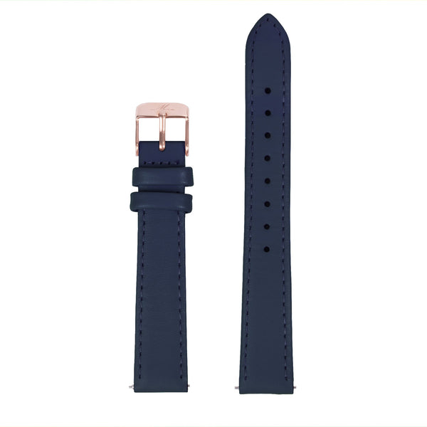 minimal navy leather watch for women - W418B02BM