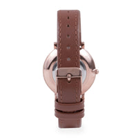 minimal brown leather watch for women