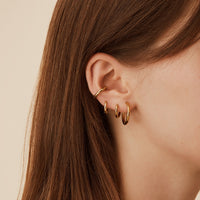 gold minimal stacking hoop earrings trend sustainable jewelry 