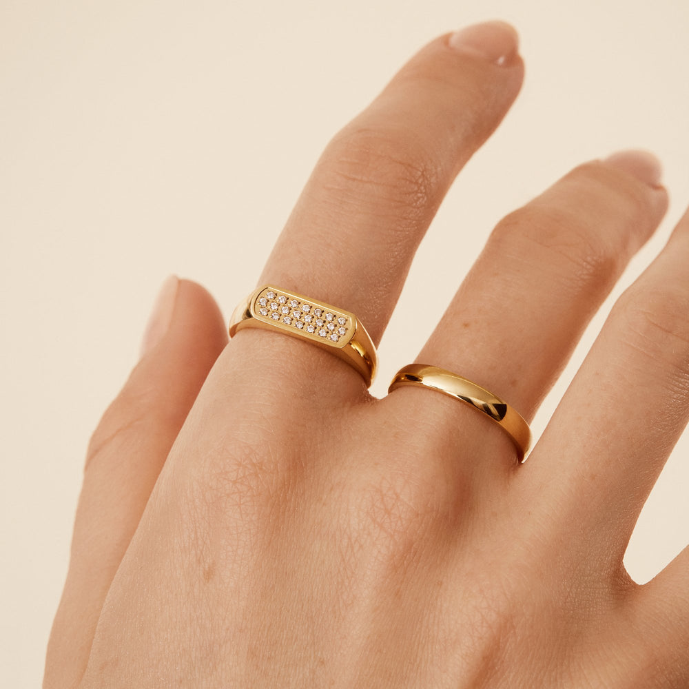 gold minimal stainless steel rings for women bagues acier inoxydable femme MIAJWL