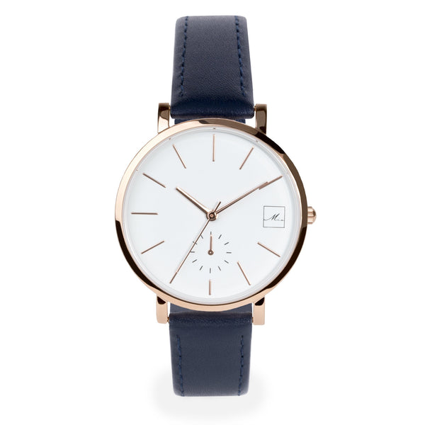 minimal navy leather watch for women