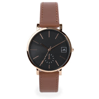 minimal brown leather watch for women