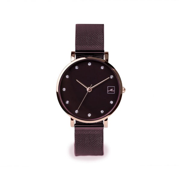 small plum watch with stones stainless steel W119M02MV MIA Jewelry