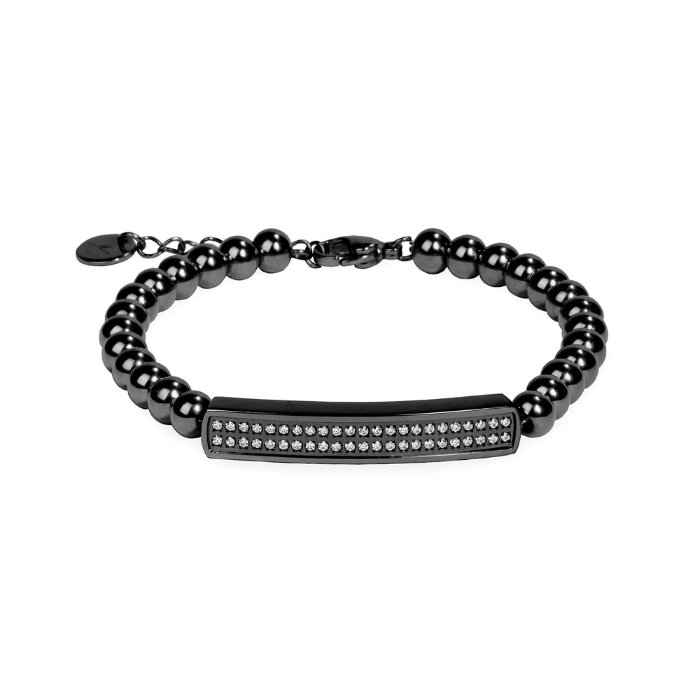 stainless steel black beads bracelet for women