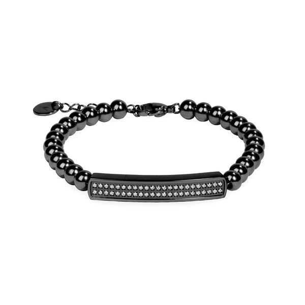stainless steel black beads bracelet for women