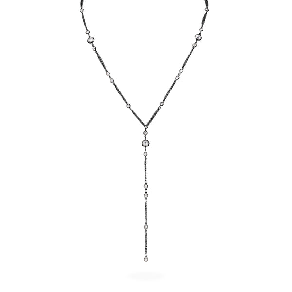 black long necklace with stones